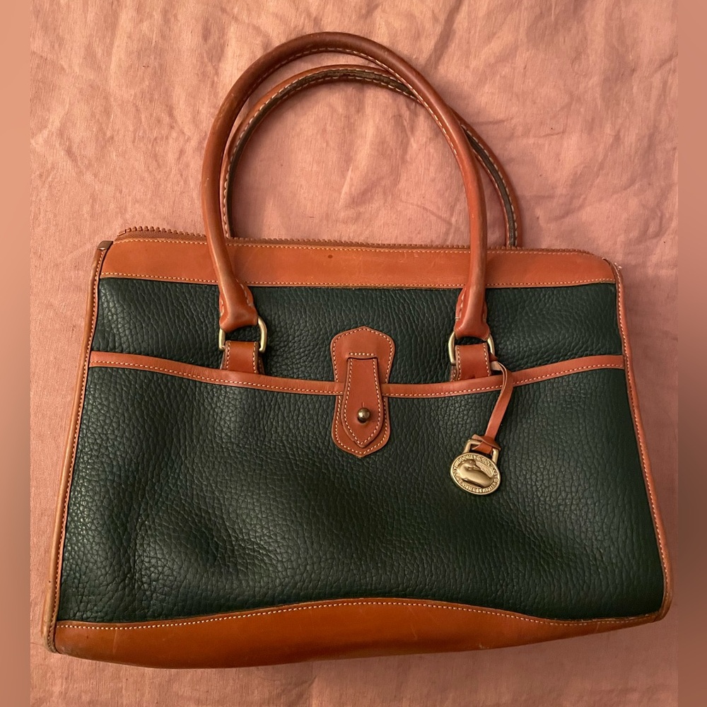 Vintage Dooney & Bourke All weather leather Green and Brown Leather Handbag
